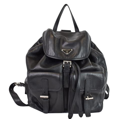 vintage black leather prada backpack|Prada unisex backpack.